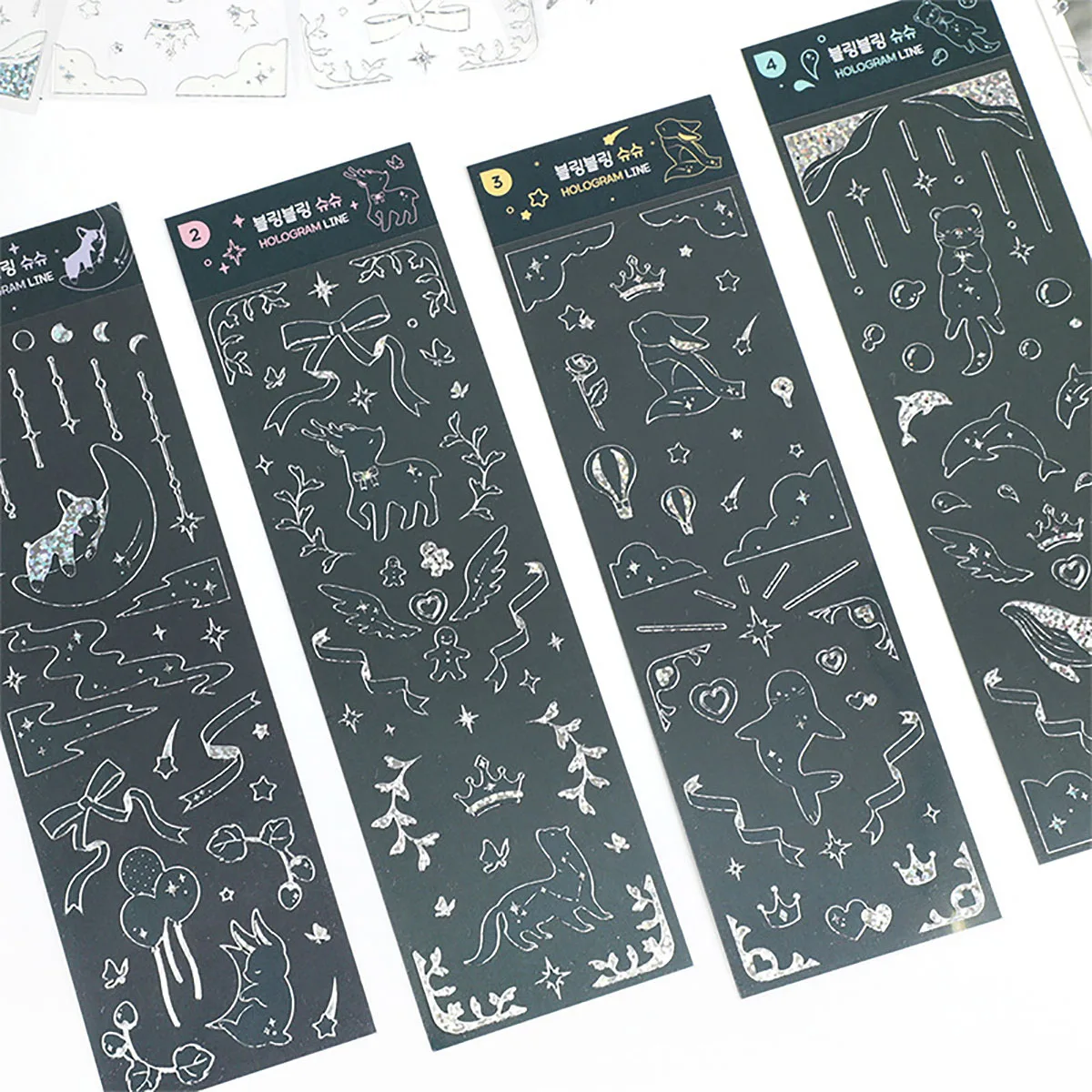 

2Pcs Laser Line Fantasy Ins Style Colorful Sticker Self-Adhesive DIY Handbook Decorate Kpop Fans Card Photo Dairy Stationery