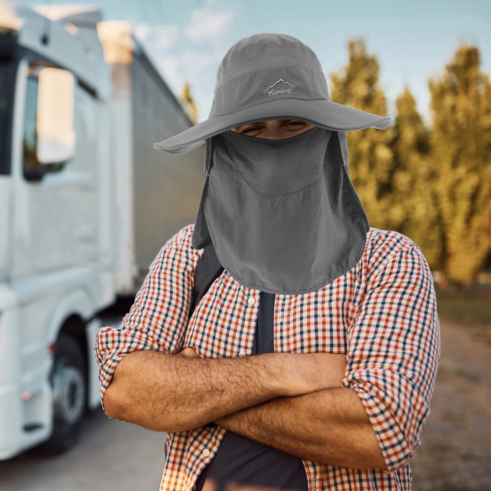 

Sun Hat Breathable Wide Brim Neck Cover Mask Design Bucket Fishing Cap Summer Flap