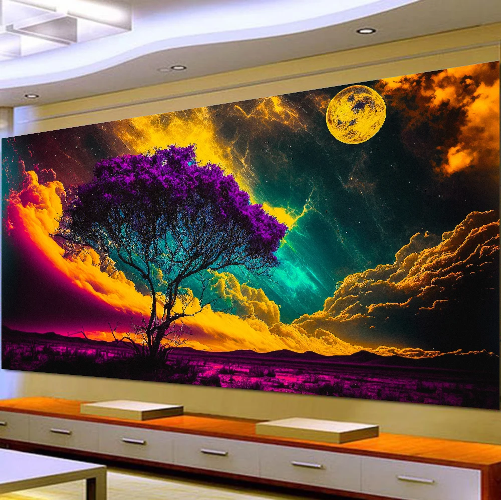 

Large 5D Diamond Painting, Cross Stitch, Wall Art, Lonely Tree, Full Round Drill, Embroidery for Home Decor, Landscape, DIY