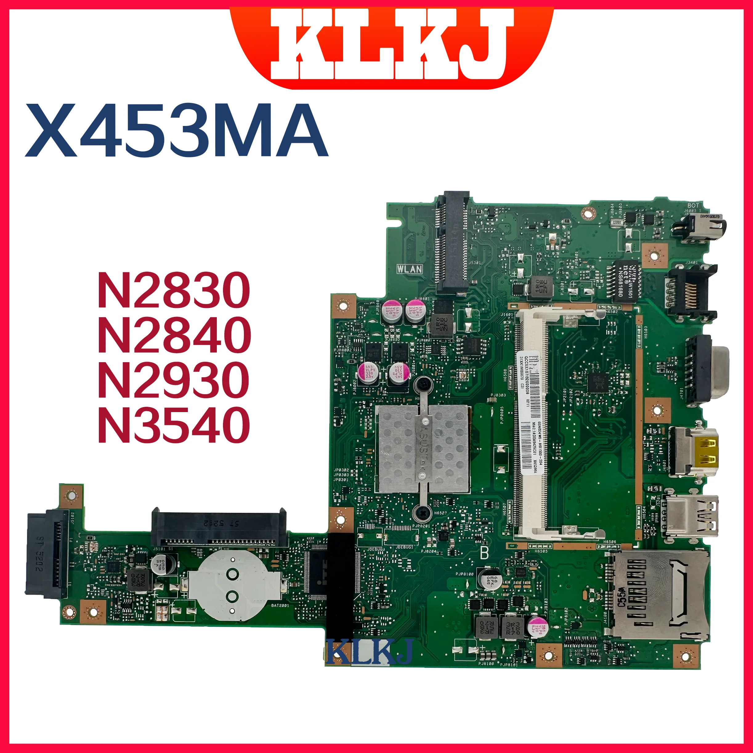 Материнская плата X453MA Материнская плата ASUS X453 X453MA X453M для ноутбука с N2830 N2840 N3530 N3540 DDR3L 2 ядра 4 ядра 100% рабочий