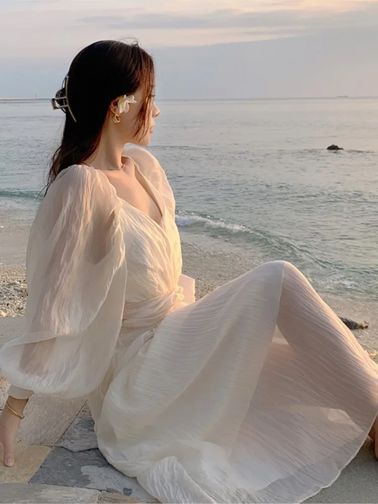 Женское плиссированное платье миди элегантное винтажное в Корейском стиле с