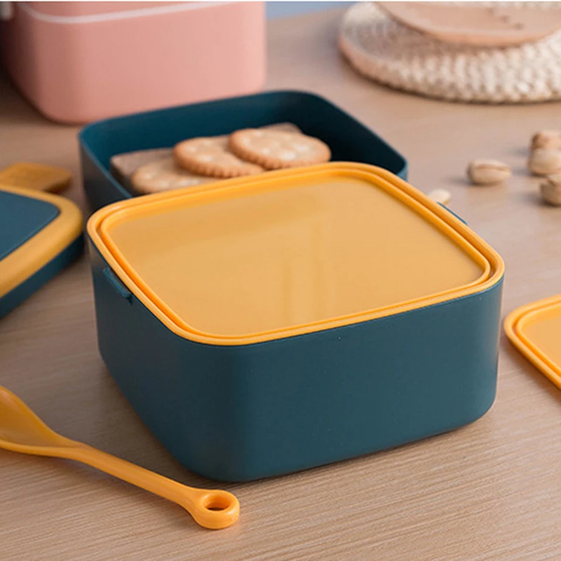 1000 мл портативный 2strati pranzo sano contenitore per alimenti forno a microonde Bento scatole con posate Ланчбокс