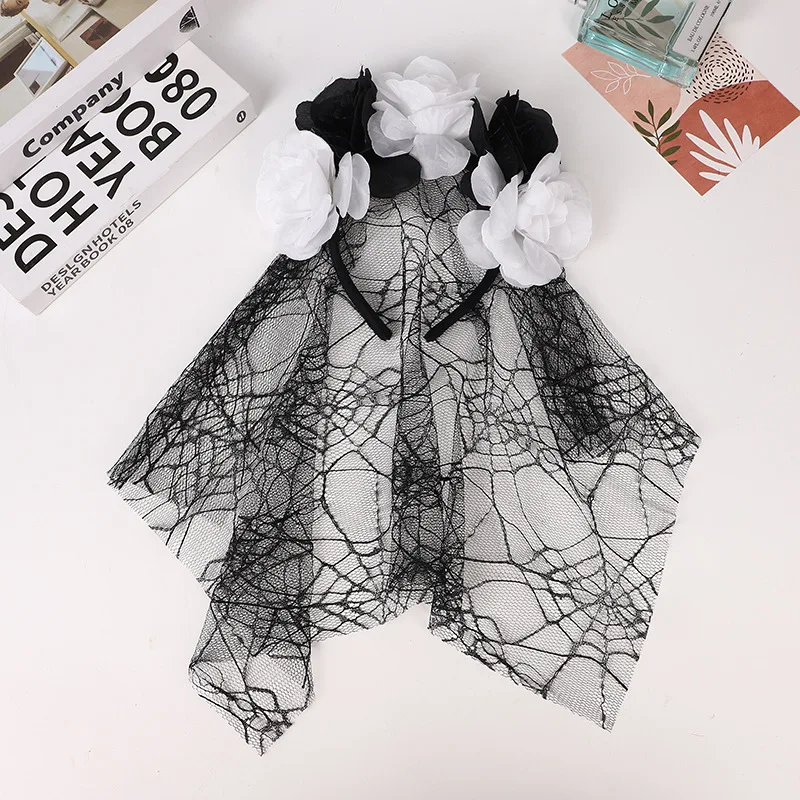 

Halloween Simulation Lace Spider Net Hair Hoop Ghost Festoval Make Up Party Lace Headband Happy Halloween Day Hair Decor