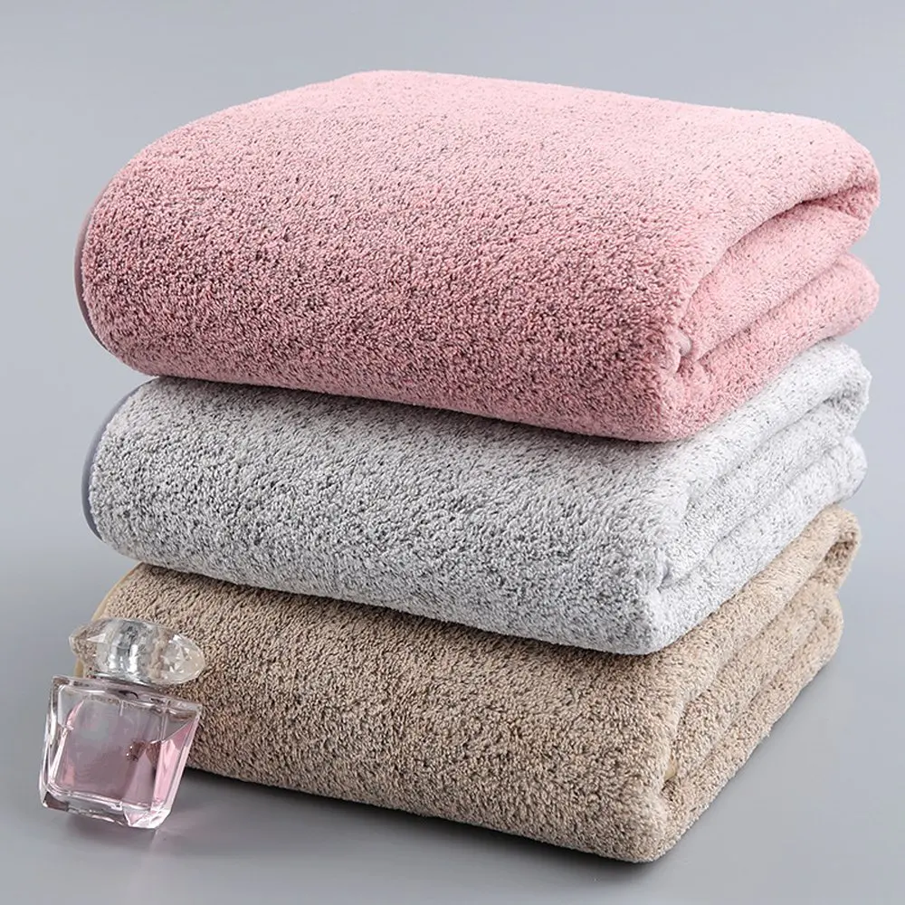 70x140cm Bamboo Charcoal Coral Velvet Fiber Bath Towel Adult Quick-drying Soft Absorbent Solid Color Household Bathroom Towel