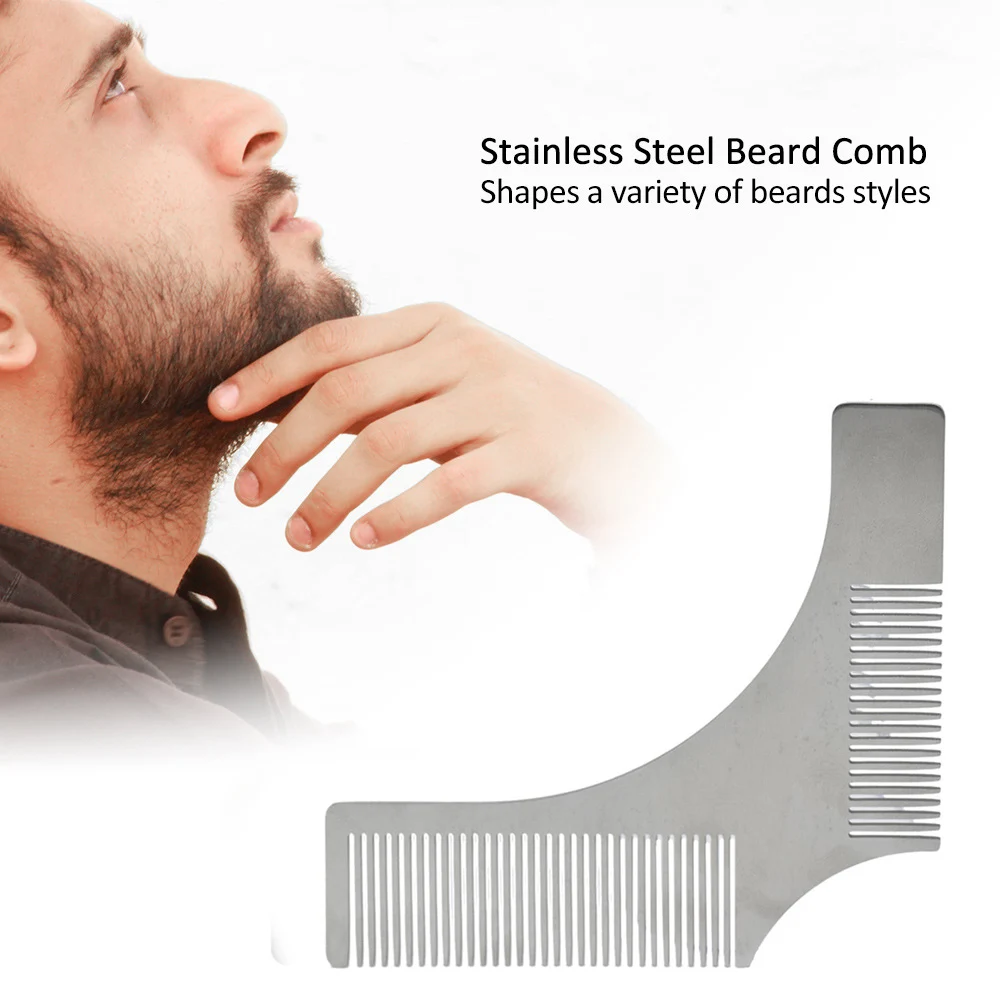 

Man Stainless Steel Beard Comb Double Side Teeth Mustaches Beard Shave Brush Comb Fashion Beard Care Tools Trim Styling Brush