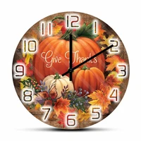 give thanks blessed wall clock modern design fall sign pumkin farmhouse autumn home decor wall watch thanksgiving day gift idea
