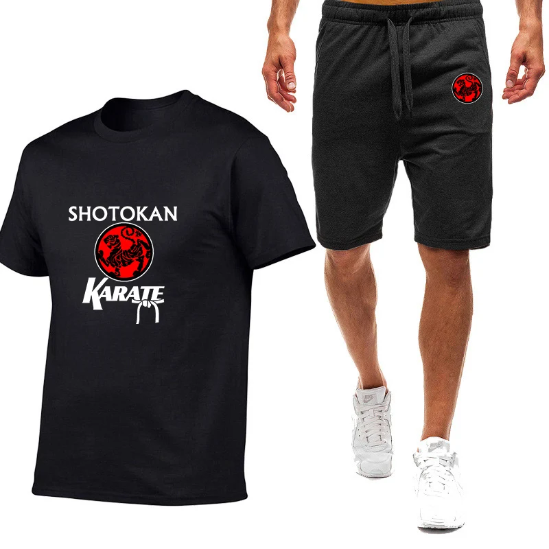 

Shotokan Karate Bujinkan Dojo 2023 New Summer Clothes Tracksuit Men's T Shirt Short Sleeve Suit Sportswear Jogging 2 Piece Set