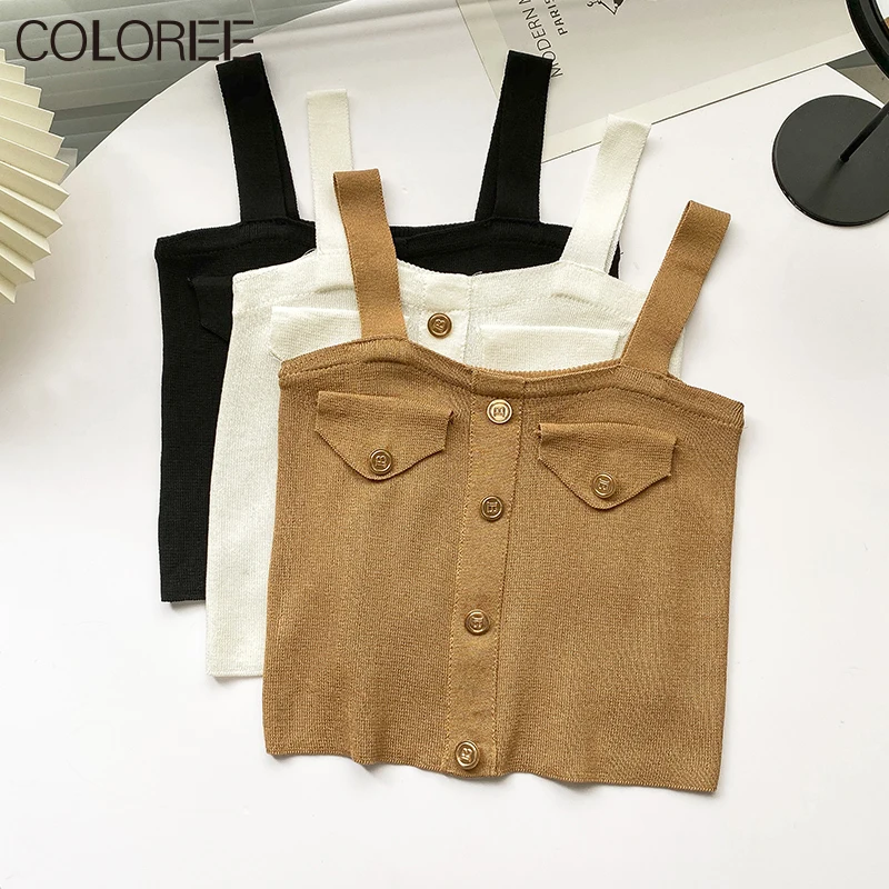 

Женская летняя одежда, 2022, дизайнерские вязаные топы на пуговицах с надписью, женский короткий жилет, женский жилет