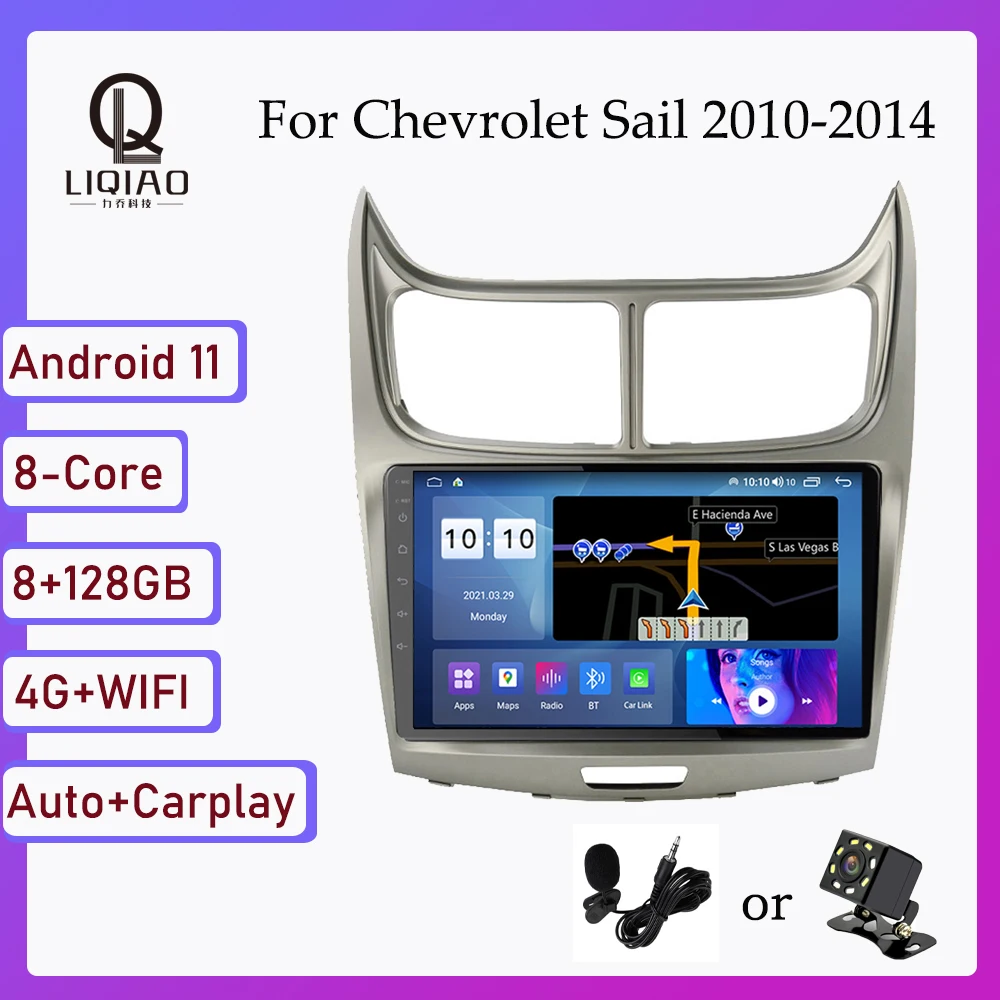 

2din Car Multimedia Video Player For Chevrolet Sail 2010-2014 Android 11 Navigation GPS QLED 1280*720 Touchscreen Bluetooth USB