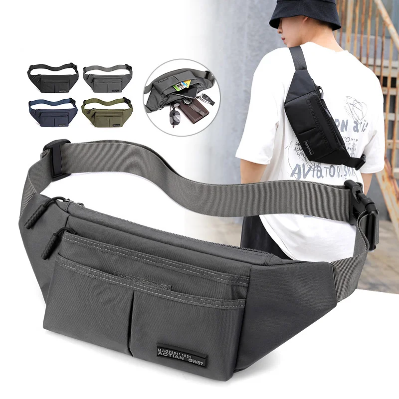 

Nylon Waist Bag For Men Brand New Solid Color Man's Waist Packs Outdoor Travel Storage Chest Bags Wholesale Belt Fanny Pack Male