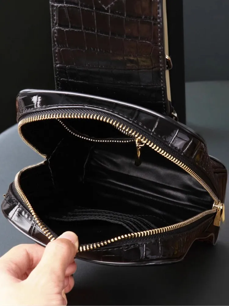 Мужская нагрудная сумка из натуральной кожи крокодила высшего качества дорожная