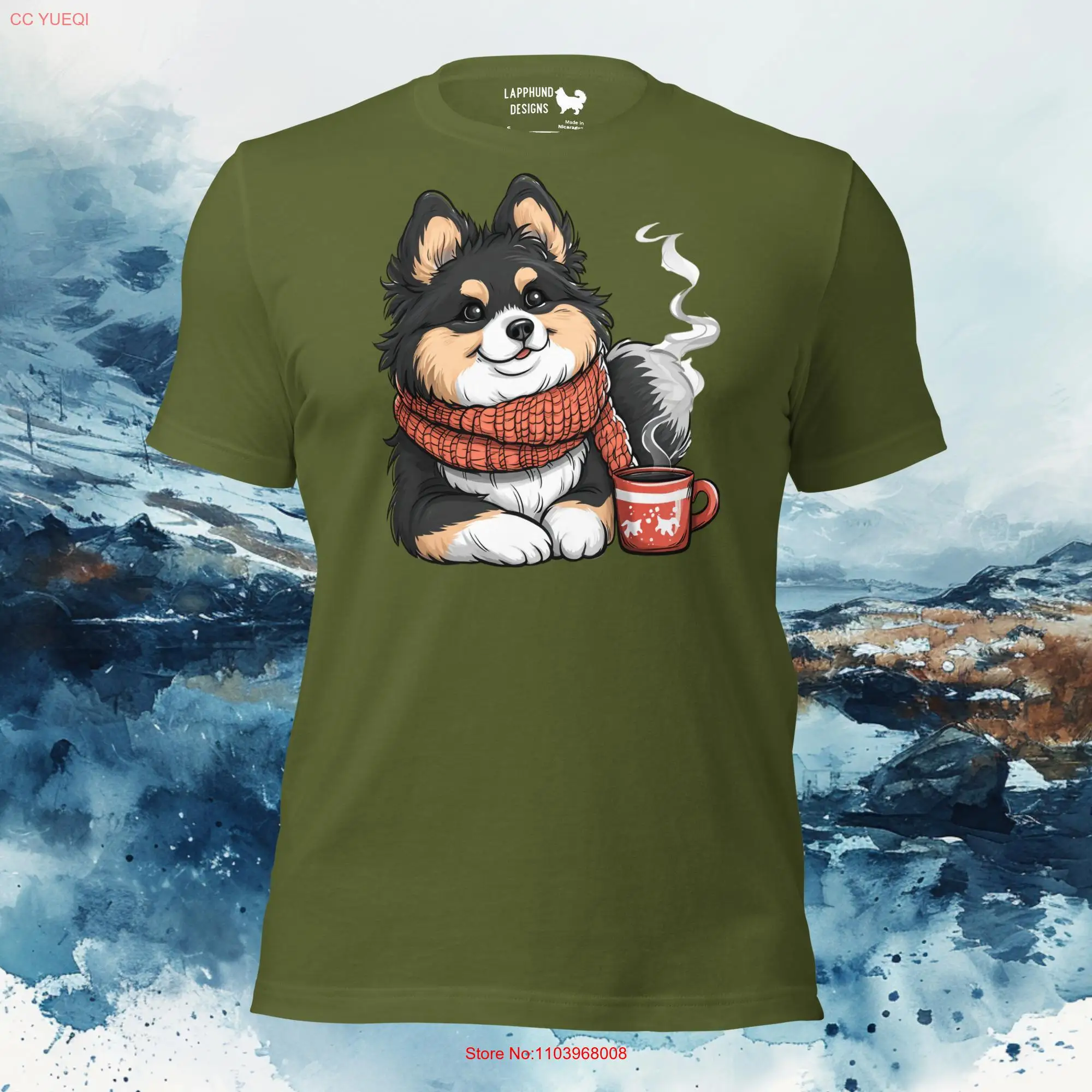 Finnish Lapphund Cozy Coffee T Shirt Dog Lover Winter Warmth Nordic Pet Comfort Apparel Lappie Cup long or short sleeves