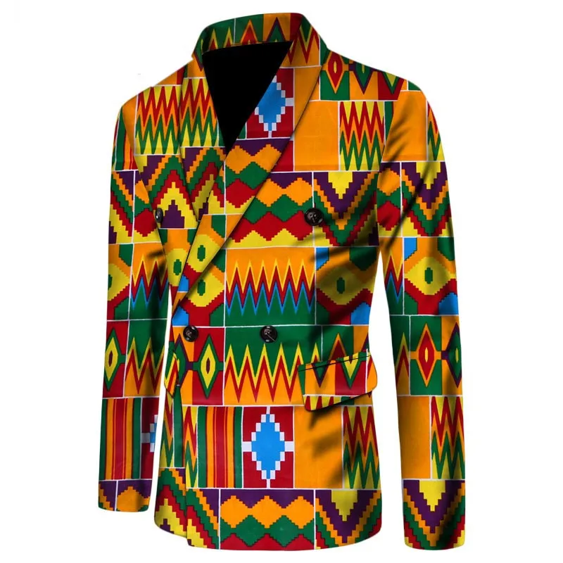 

Fancy Blazer African Men Clothing Long Sleeve Coat African Print Slim Fit Suit Blazer Male Men Bazin Riche Overcoat Tops WYN190