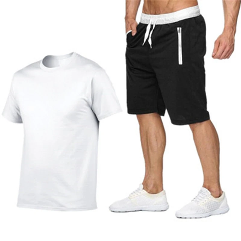 

2022 Cotton-hemp Summer 2021two Piece Set Men Short Sleeve T Shirt Cropped Top A307