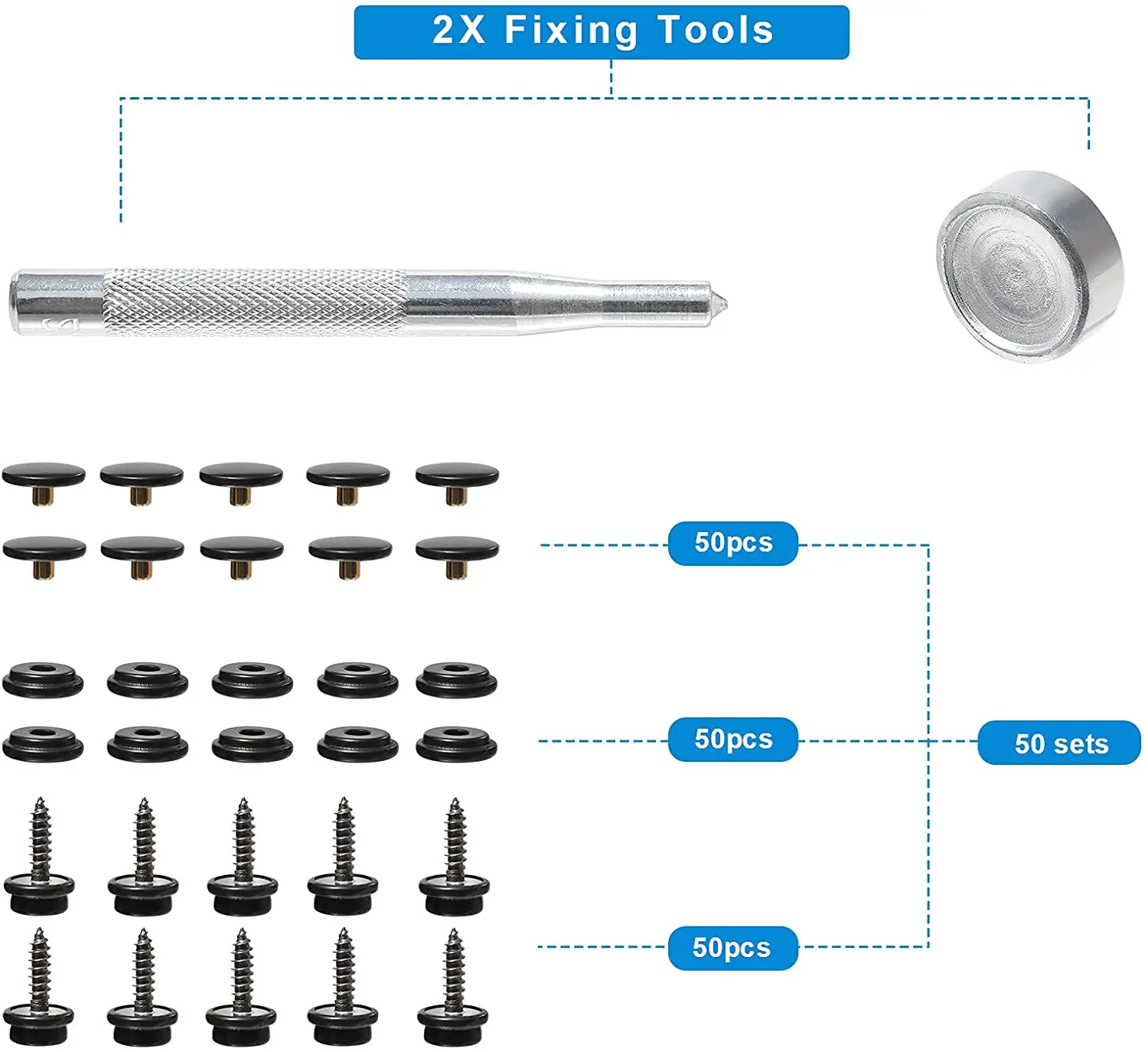 150 шт. винтовые защелки набор креплений с инструментом черные кнопки из