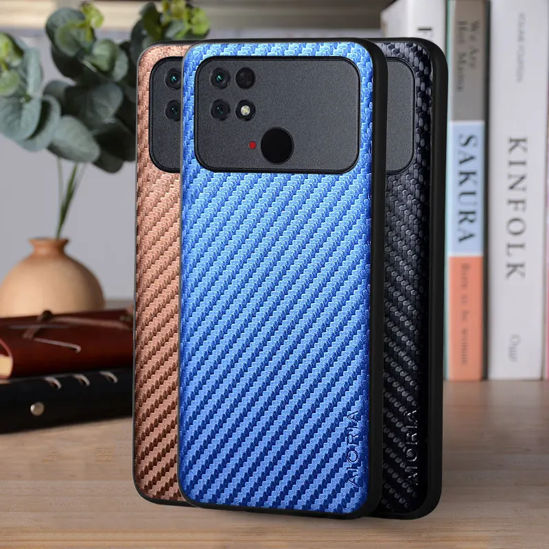 Чехол для Xiaomi Poco C40 чехол из углеродного волокна модный дизайн мягкая задняя