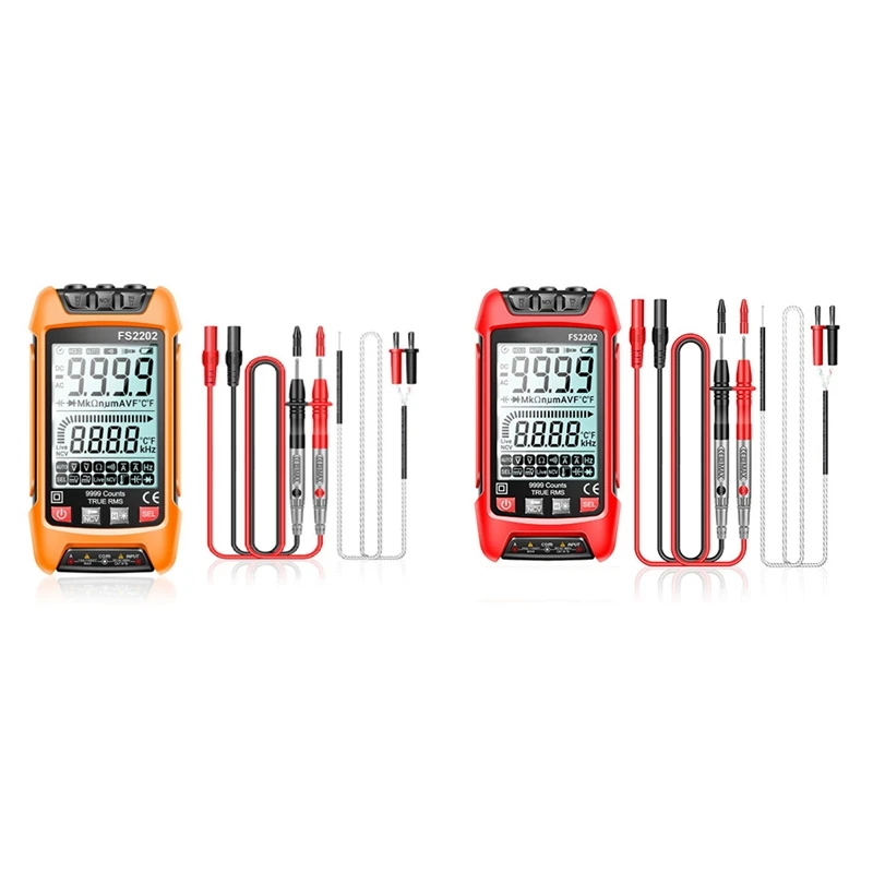 

FS2202 Auto Range Digital Multimeter 9999 Counts TRMS AC DC Voltmeter Amp NCV Resistance Capacitance Transistor Tester