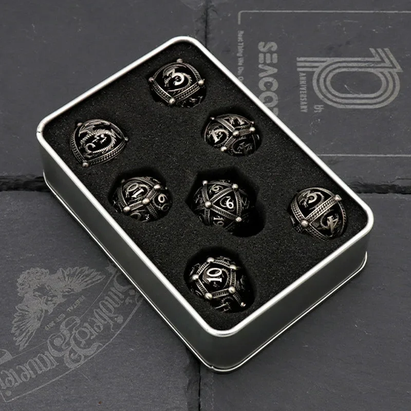 7 шт. настольные игры металлическая загадка полый полигедрический набор для