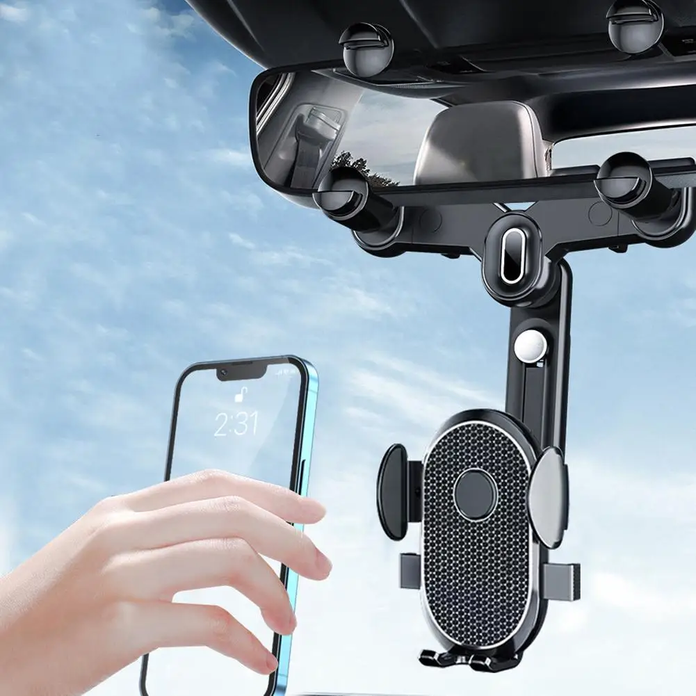 

Держатель для телефона для зеркала заднего вида, кронштейн для автомобиля, вращающийся на 360 градусов и выдвижной