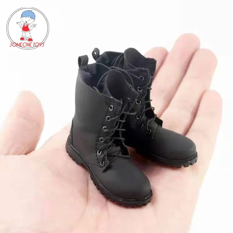 

1/6 scale Male Black coffee solid Mid-high Boots Martin boots Leather Combat boots for 12 inch Detachable Soldier Action Figures