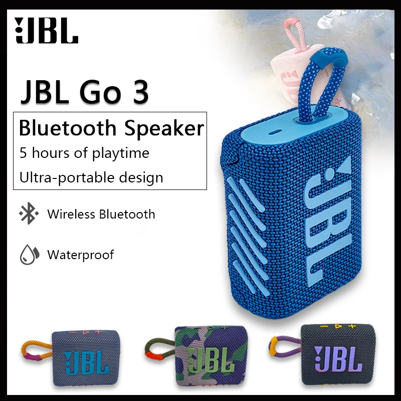 JBL GO3 Wireless Bluetooth Speaker Built-in Battery/Waterproof/Powerful Bass Mini Wireless Stereo Sound Outdoor Portable Speaker