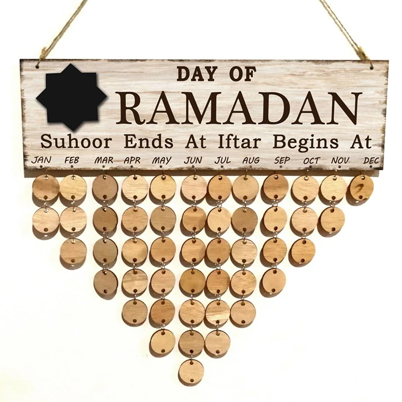 

Wooden Calendar Listing Eid Al-Fitr Countdown Blackboard Listing Home Decoration Wood Craft Gift