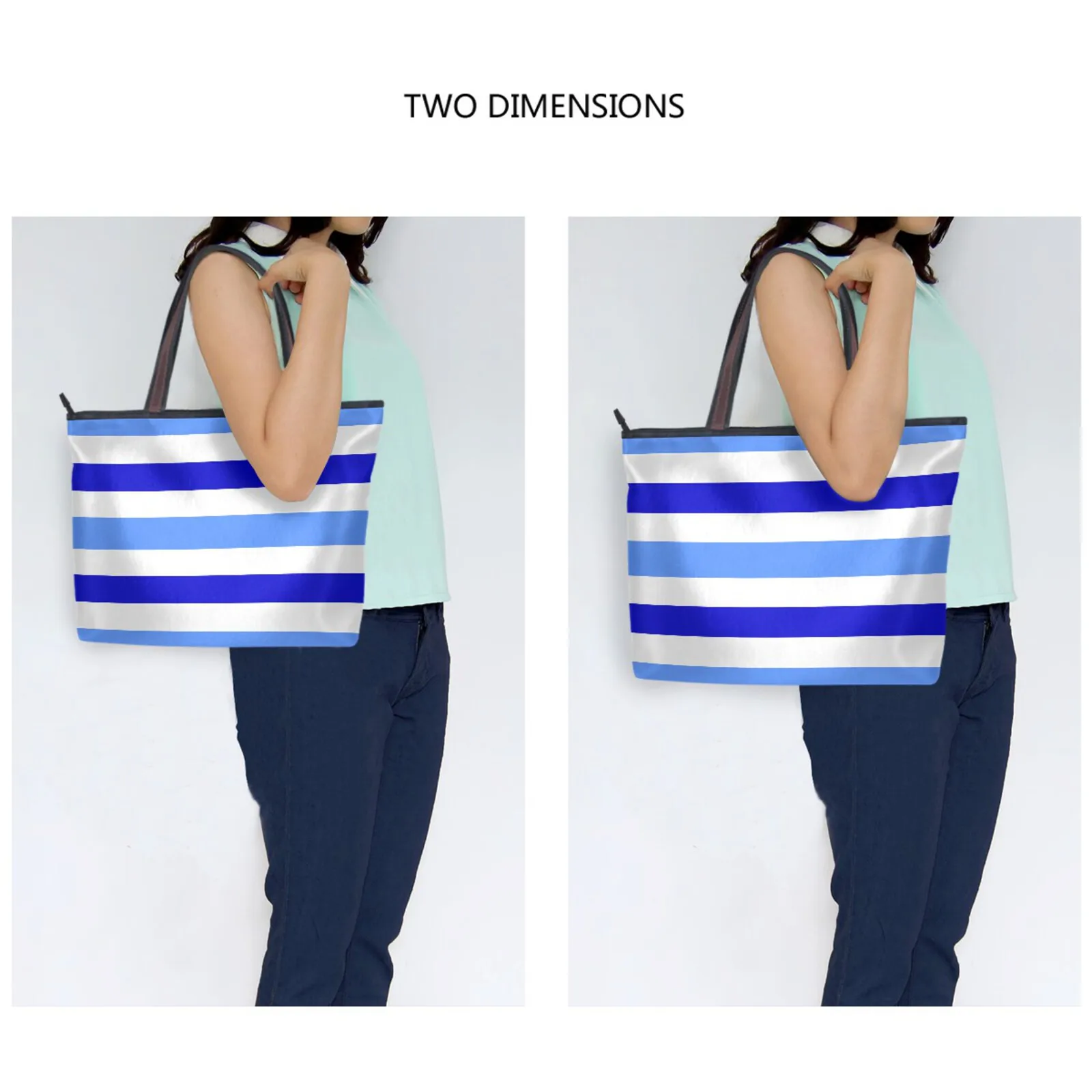 

ALAZA Women's Shoulder Bag Blue Stripe Fashion Female Handbags Large Capacity Beach Bag For Ladies Tote Bags Bolsa Feminina
