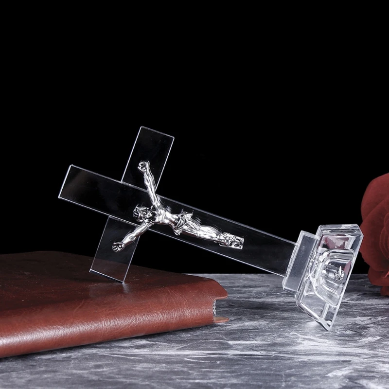 Кристалл Иисуса для статуи креста дома церкви настольного украшения религиозный