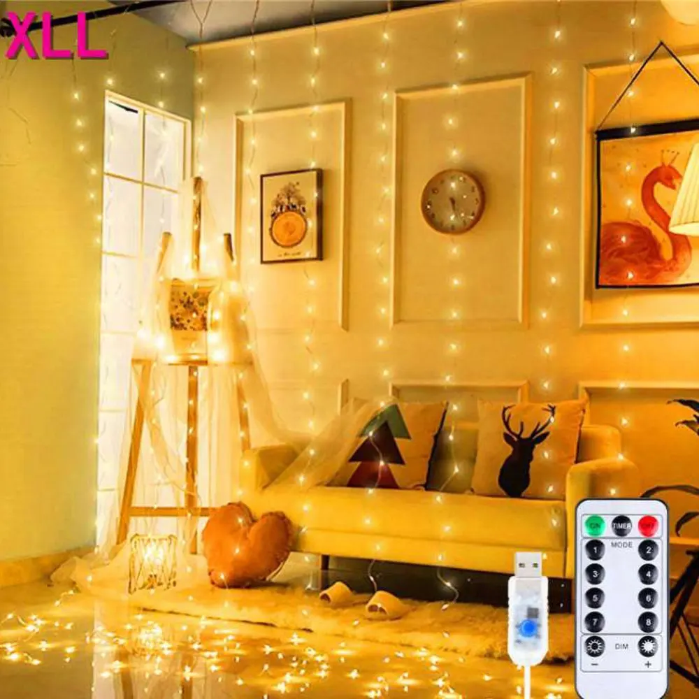 

LED Curtain Light Fairy String Lights Remote Control Wedding Background String Lights for Bedroom Party Fairy Home Decor