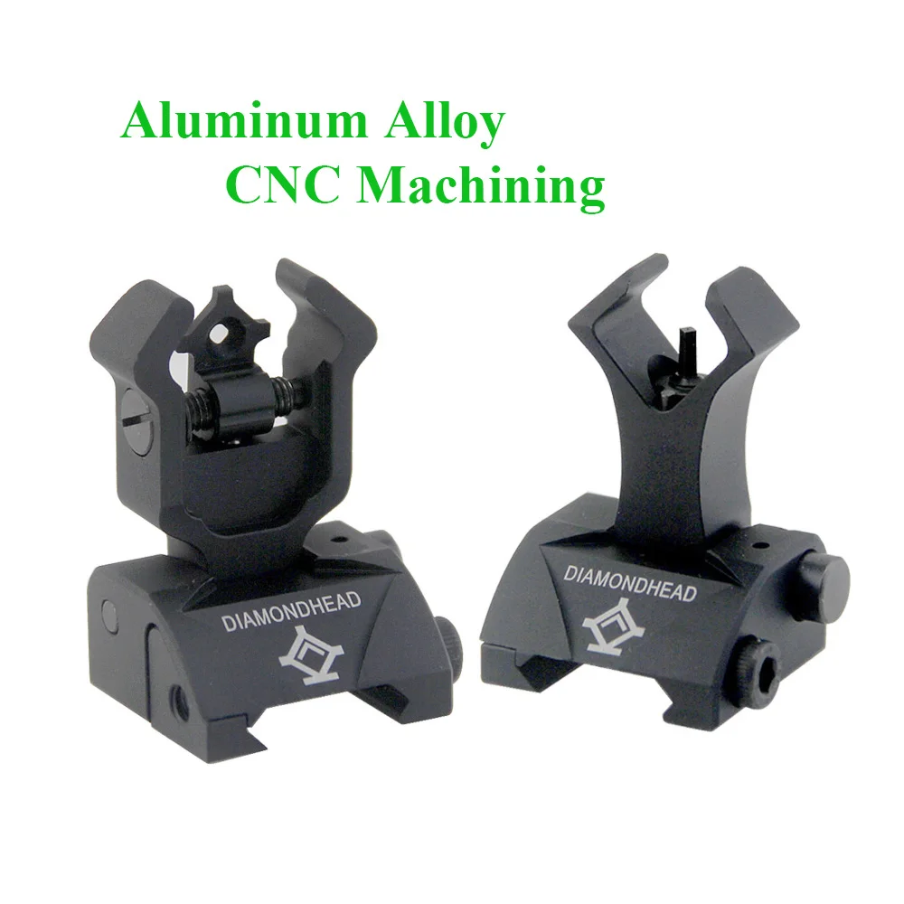 

Tactical Diamondhead Rear and Front Sight Compact Flip-Up Folding Sight for Picatinny Rail Aluminum Alloy CNC Machining