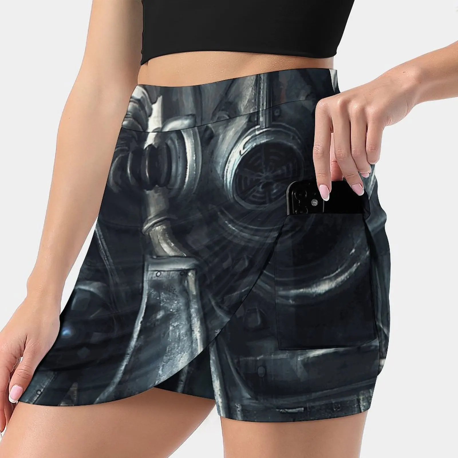 

Женская модная спортивная юбка Power Armor с карманами, теннисные юбки для гольфа и бега, металлическая юбка братства из стали Nv