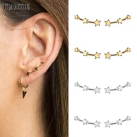 tiande silver color gold plated climber earrings for women smooth piercing stars stud earrings 2022 fashion jewelry wholesale