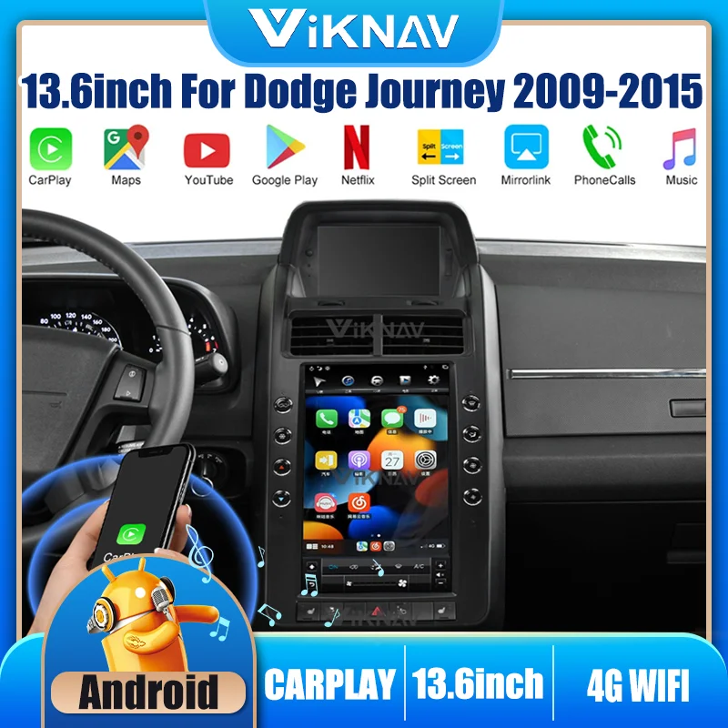 

Автомобильный радиоприемник 13,6 дюйма для Dodge Journey 2009-2015 Система Android стерео автомобильный GPS-навигатор видео DVD мультимедийный плеер Carplay