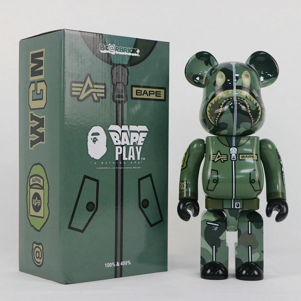 

Bearbrick Bape Pilot строительный блок медведь 400% 28 см волнистая игра искусственная кукла украшение для куклы