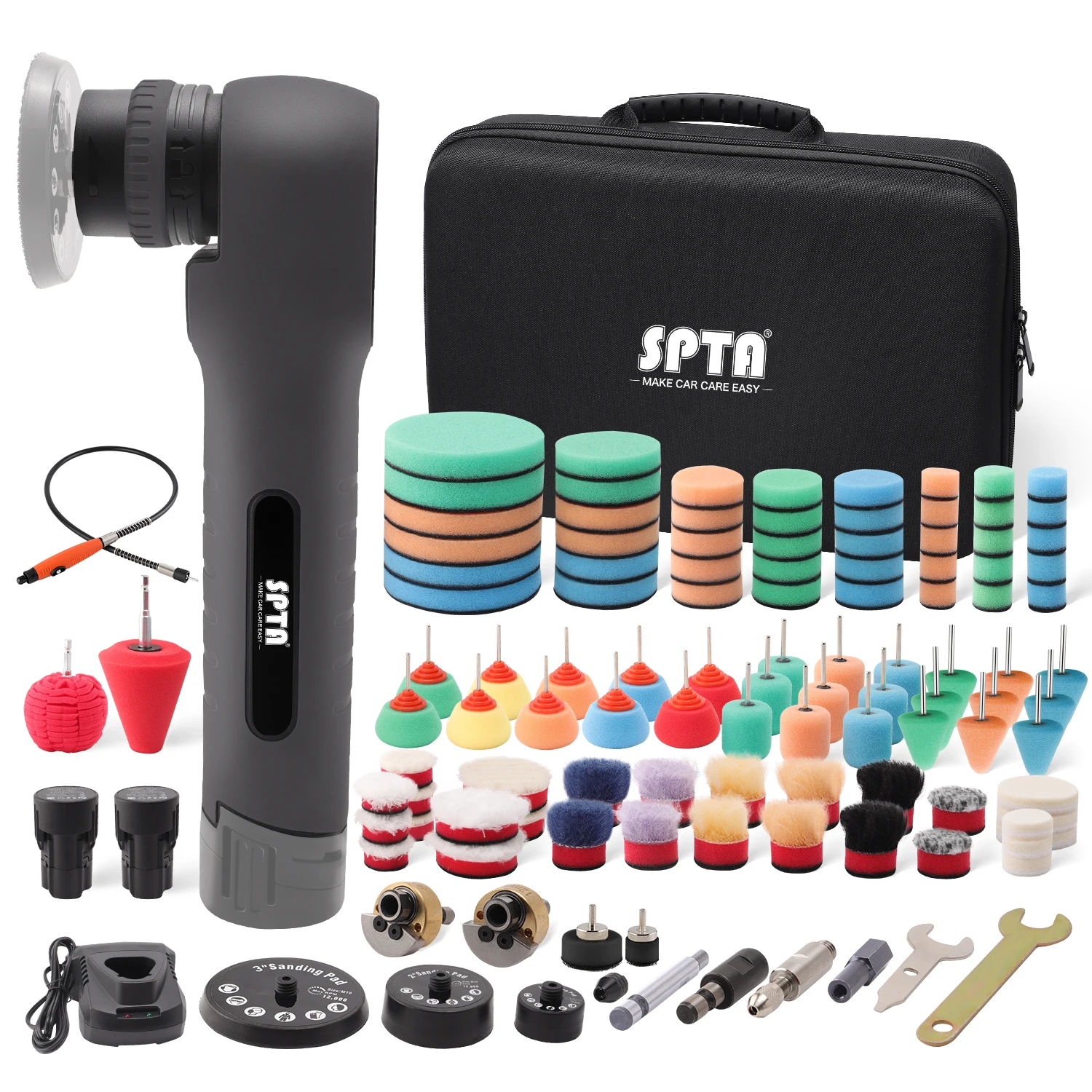 

SPTA LD105 1/2/3 дюймовый мини-фонарь 2 шт. 12 В/Ач литий-ионные батареи RO & DA буферный автомобильный комплект для полировки детейлинга