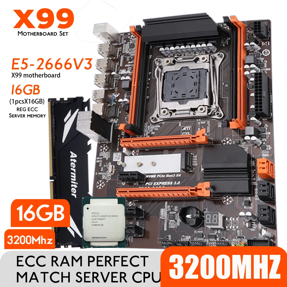 Комплект материнской платы Atermiter X99 Turbo DDR4 D4 с процессором ...