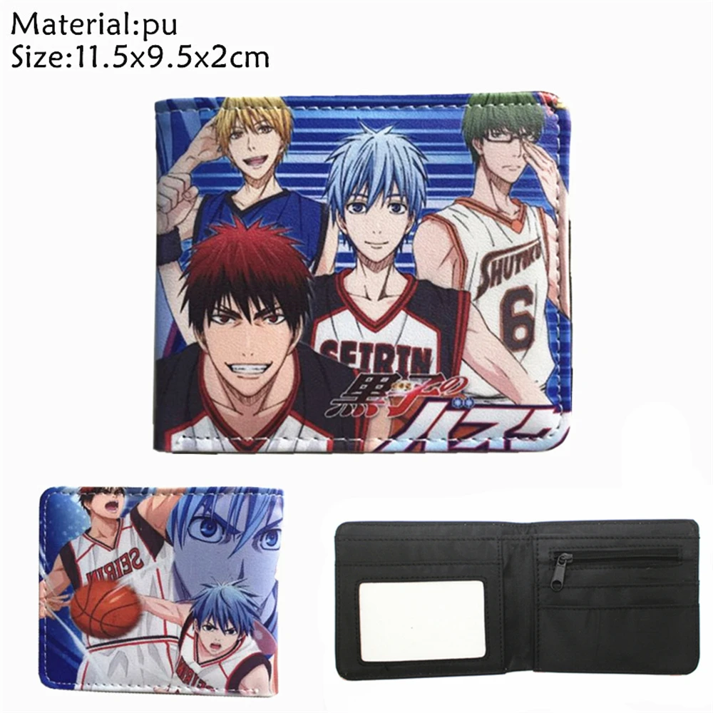 

Anime Kuroko's Basketball Wallet Cartoon PU Short Photo Card Leather Boys Girls Coin Zipper Pocket Student Teenager Purse