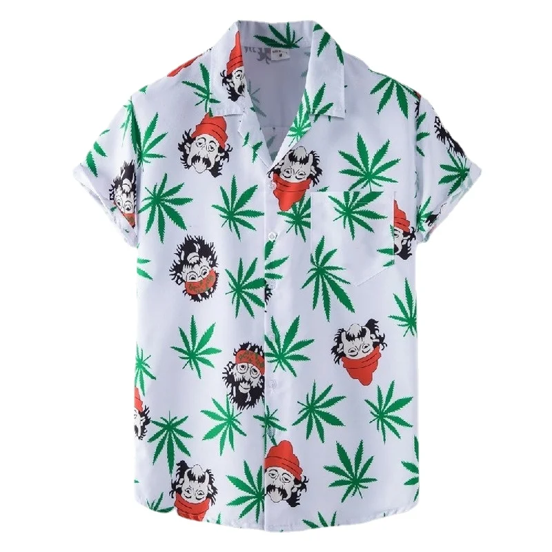 2022 Men's Hawaii Beach Tops Holiday Flower Shirt Oversized Loose Short-sleeved Women's Printed Floral Casual Shirt Men