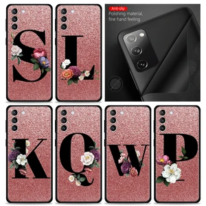 Smartphone Case For Samsung S21 S20 FE S22 Ultra S10 S9 S8 Plus S10e for Galaxy Note 20 Ultra 10 Plus Cover Floral letter pink