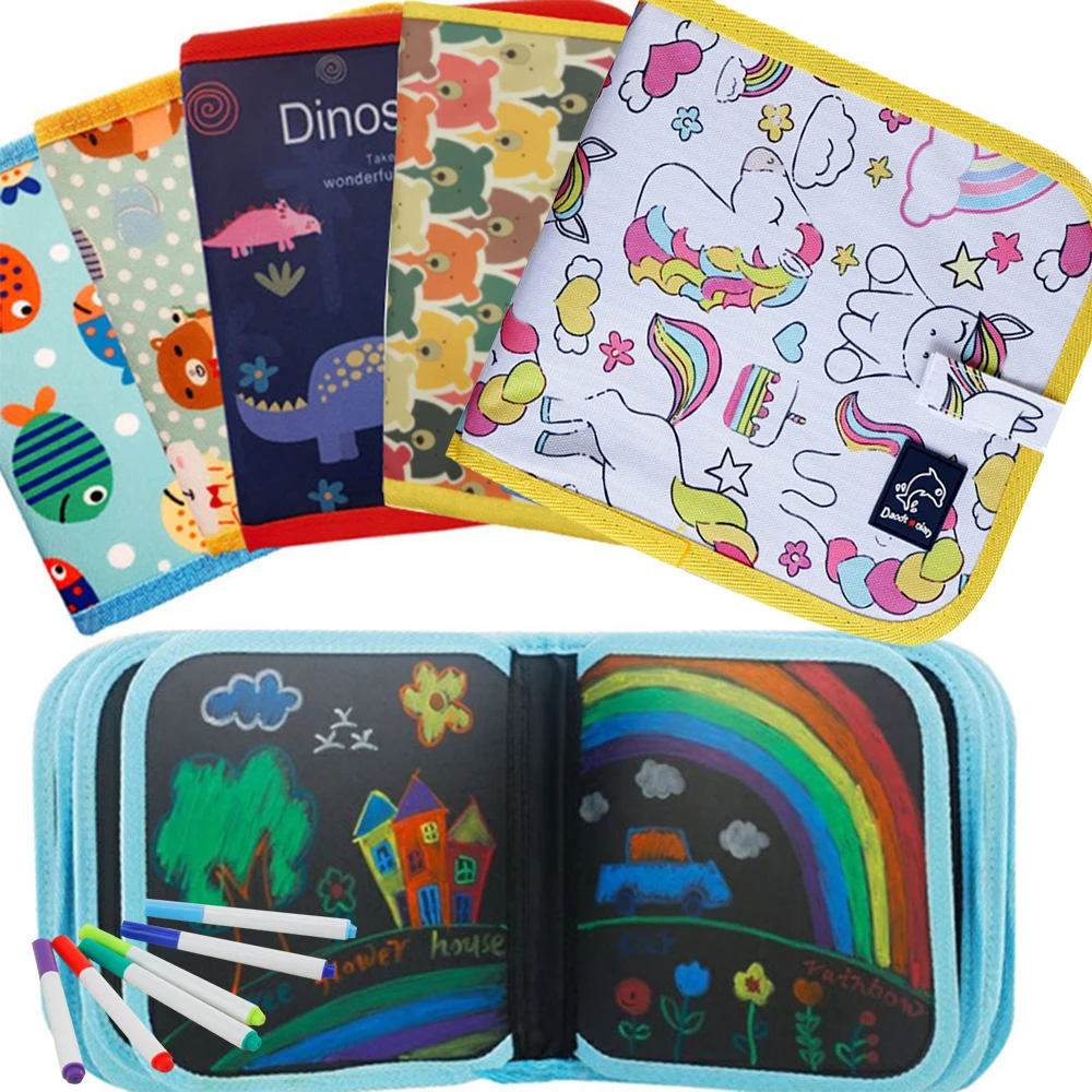 Детские книжки-раскраски 6 страниц волшебные черные доски игрушки для рисования