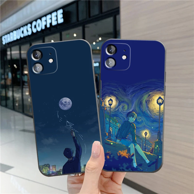 

Fashion Art Illustration Phone Case For iPhone 13 11 Pro 12 Mini MAX X XR XS 8 7 Plus 6 6s SE 2020 Funda Silicone Cover Coque