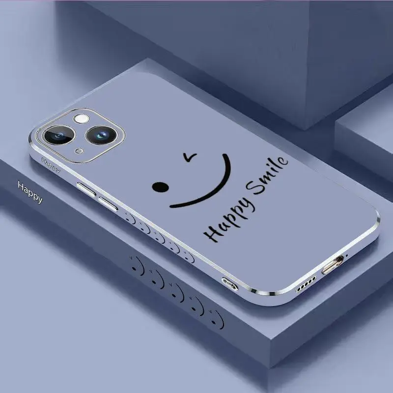 Keep Smiling Luxury Plating Phone Case For iPhone 14 13 12 11 Plus Pro Max Mini X XR XS SE2020 8 7 6 6S Plus Cover