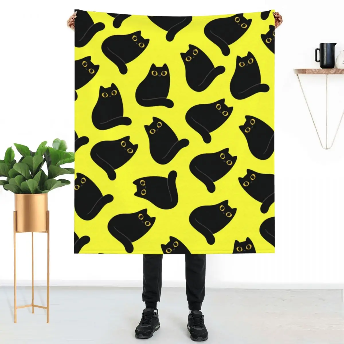 

Cute Black Cat Blanket Meow Animal Print Thick Couch Throw Blanket Fluffy Big Thick Blankets