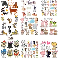 clothing thermoadhesive patches stickers cartoon animals iron on transfers for clothing cute cat unicorn patch for kids t shirts