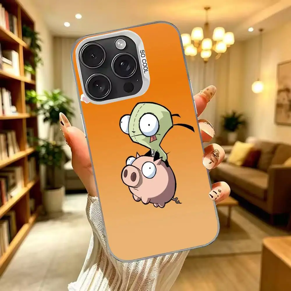 Фото Чехол для телефона Madness-s Invader Zim Gir-ES для iPhone 17, 16, 15, 14, 13, 12, 11 Plus, Pro Max, XS, с цветным серебряным покрытием. №3