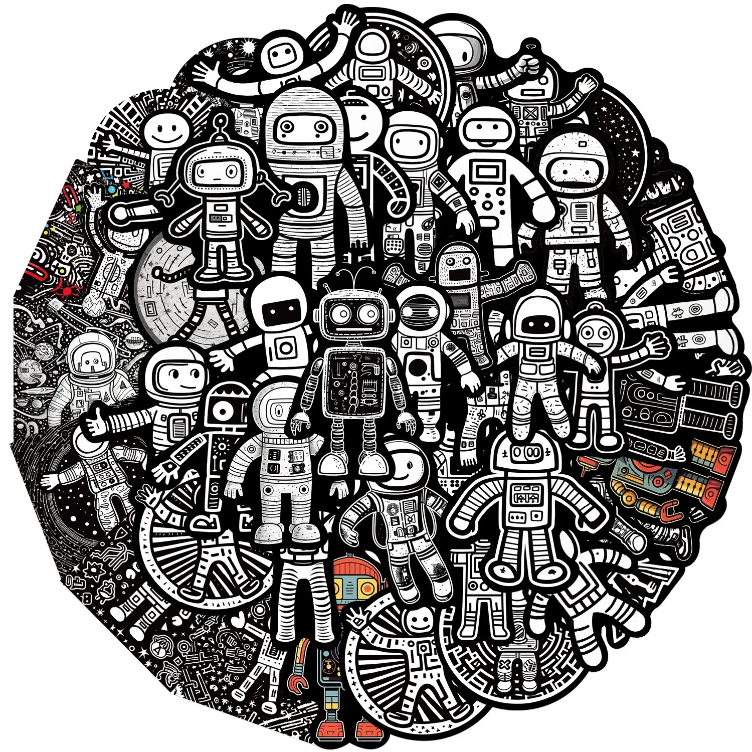 

Стикеры в стиле граффити с изображением космонавта, астронавта, робота, стикеры в эстетике DIY, искусственная наклейка на багаж, автомобиль, 10/50 шт.
