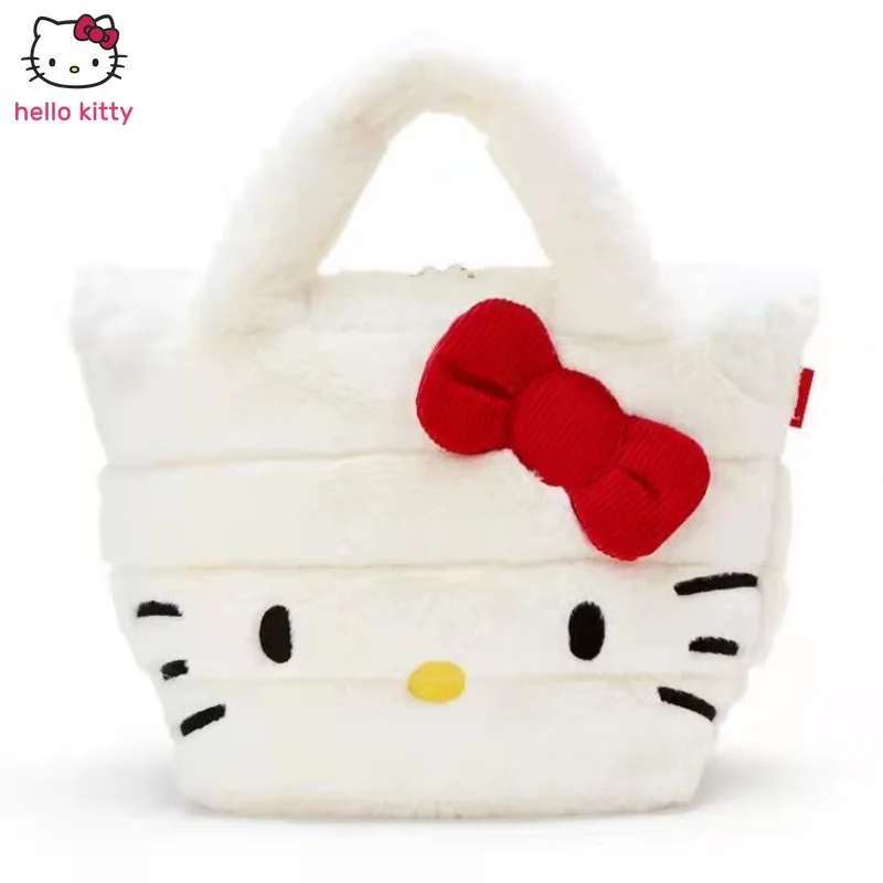 

Женская сумка с рисунком Hello Kitty из аниме «периферийный», плюшевая вместительная сумка на плечо с кошкой, бабочкой, бантом, для ношения осень...