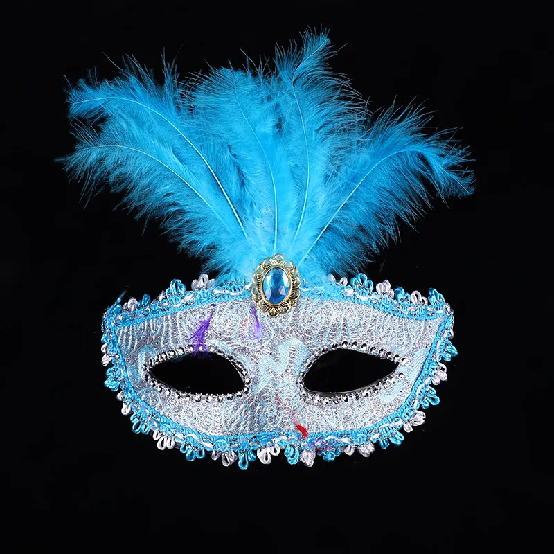 

Feather Mask Ornament Halloween Women's Masquerade Feather Plush Feather