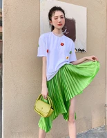 asymmetrical pleated skirt for women high waist a line skirts green skirts faldas mujer moda 2022 woman skirts