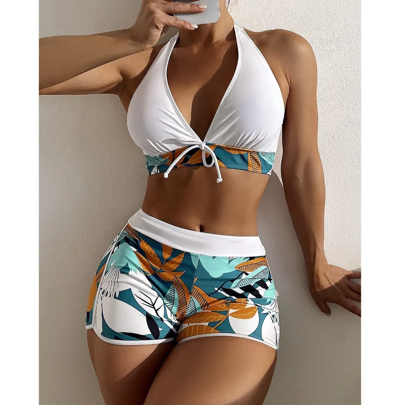 High Waist Bikini 2022 Women Print Swimsuit Halter Swimwear Push Up Bikini Set Beachwear Brazilian Bathing Suit Swimming Suits